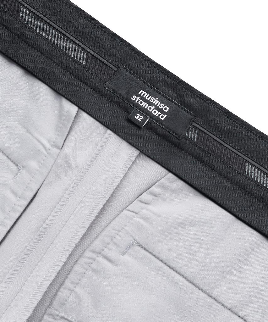 Musinsa Standard Lightweight Skinny Hidden Elastic Waist Crop Slacks [Light Gray]