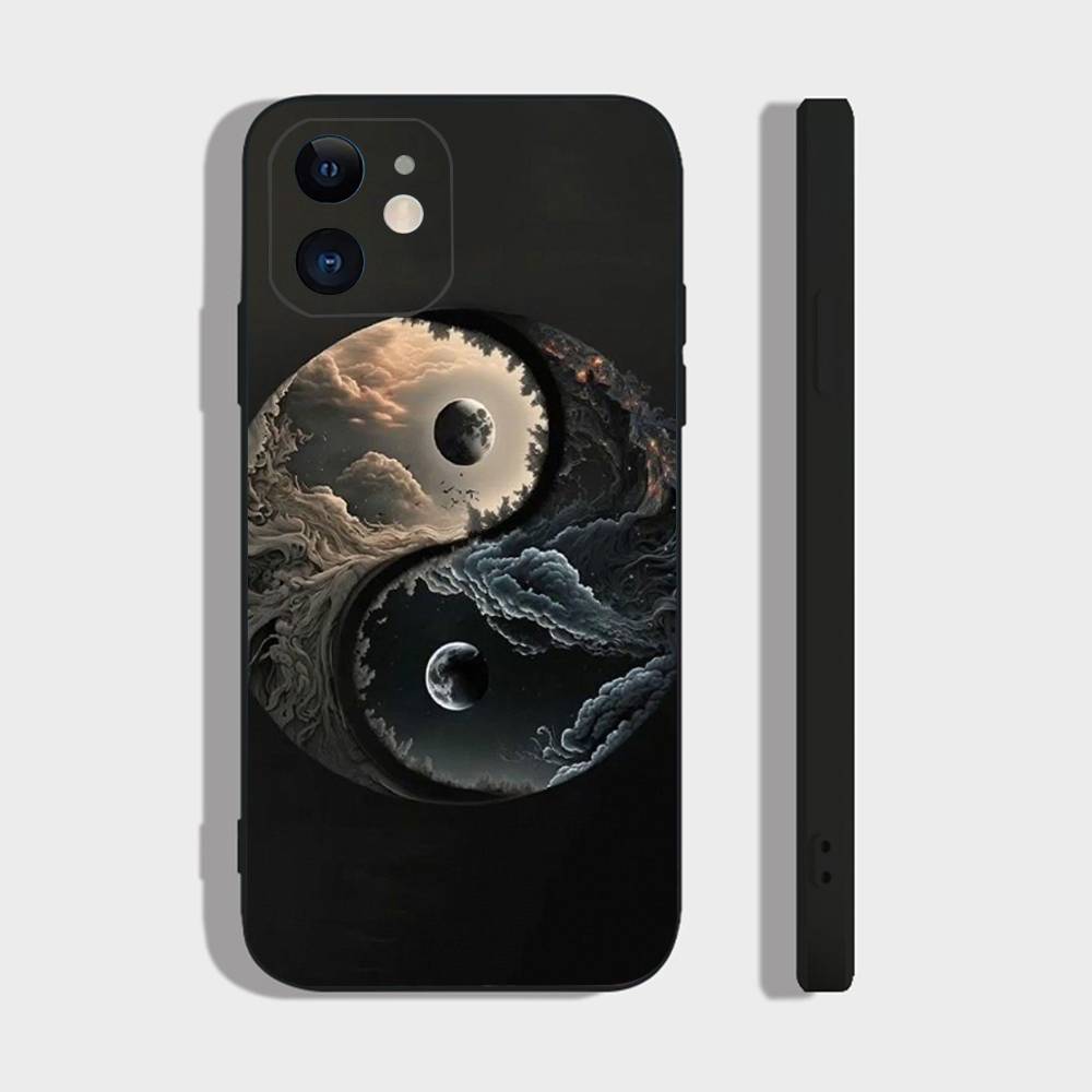 Tai Chi Symbol Phone Case For IPhone 17 Air 16 15 14 13 Pro Max 11 12 Black Silicone Cover