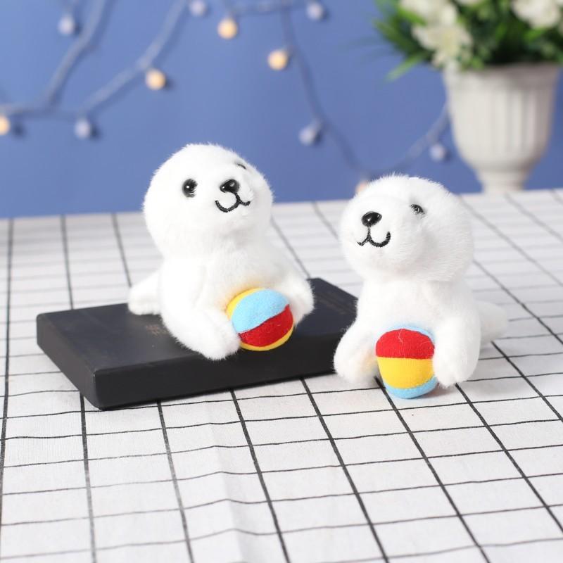 Cute Seal Plush Keychain Fluffy Toy Ultra-soft Stuffed Animal Bag Accessory