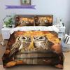 Owl and Leaves Pattern Bedding Home Decoration Birthday Gift (1 * Duvet Cover + 2 * Pillowcase, Without Core)