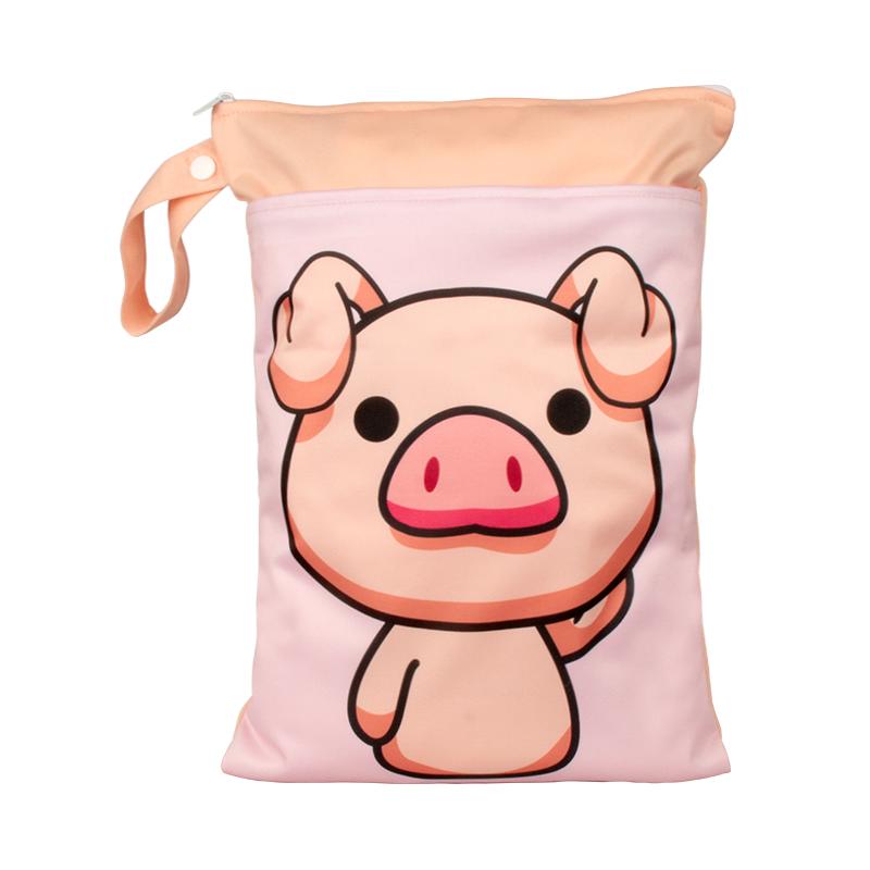 Special Offer Promotion Series 25*35cm Carton Wet Bags Polyester Waterproof Swimsuit Bag Double Pocket Baby Diaper Dry Wet Bag