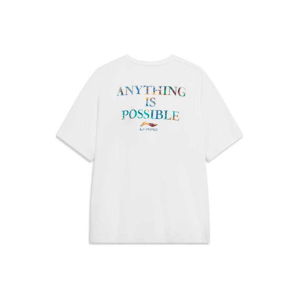 Li Ning Sports Lifestyle Series Quick-Dry Cool Logo Print Drop Shoulder Comfortable Breathable Summer Short Sleeve T-Shirt Unisex Tops AHSU787-1
