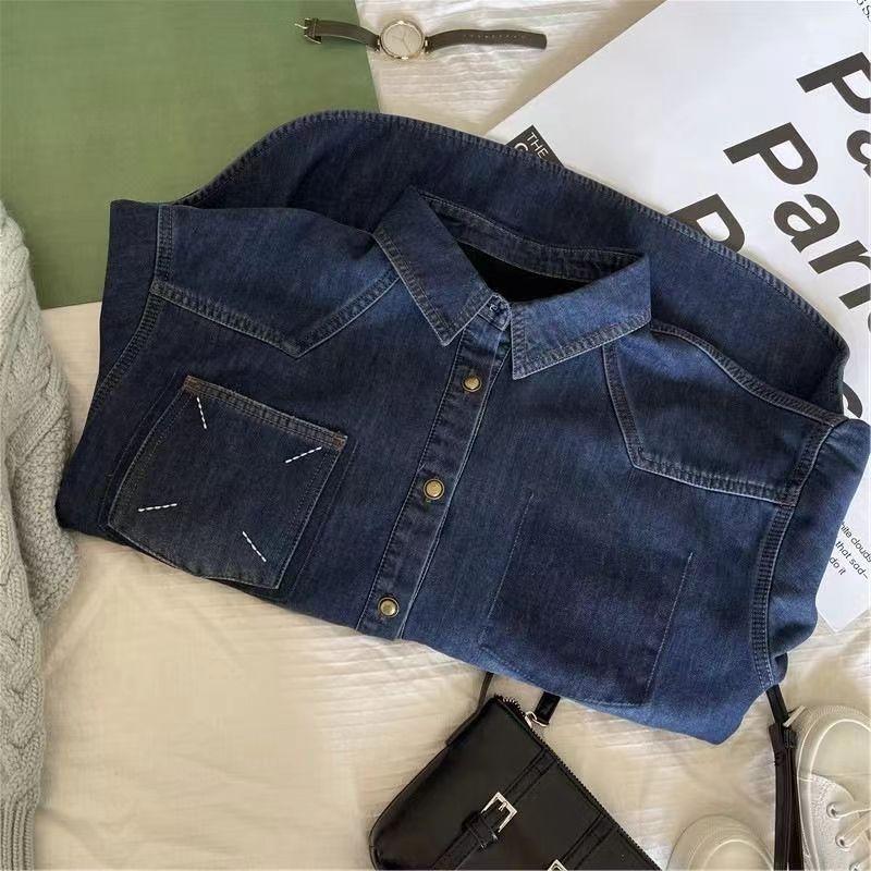 Denim Jacket Women Winter Padded Warm Shirt Double Layer Vintage Padded Warm Jacket