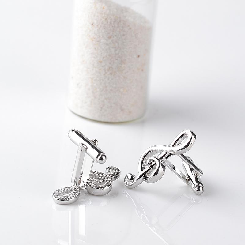 Silver Tone G Clef Shaped Cufflinks Musical Note Sleeve Button Gemelos For Mens Shirt Suit Tuxedo