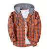 Men's Fall-Design Hooded Checkered Sweatshirt, Flannel Hoodie