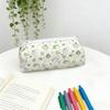 Pencil Case Green Kitten Print Large Capacity Stationery Organizer Smooth Zipper Closure