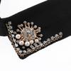 Colletto Chiffon Rimovibile con Decorazioni di Strass Mezzo Colletto per Uniformi e Spilla Decorazione per Abiti