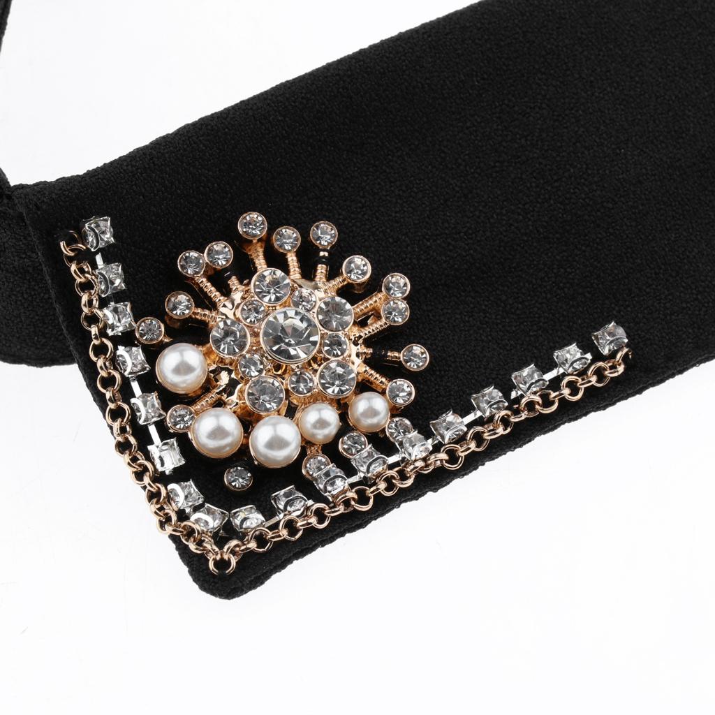 Colletto Chiffon Rimovibile con Decorazioni di Strass Mezzo Colletto per Uniformi e Spilla Decorazione per Abiti
