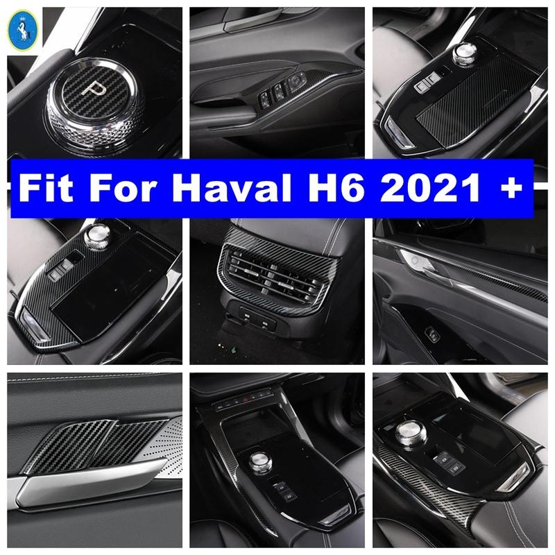 Auto AC Air Vent Outlet / Gear Shift / Glass Lift Button Panel Cover Trim For Haval H6 - 2024 Carbon Fiber Look Accessories