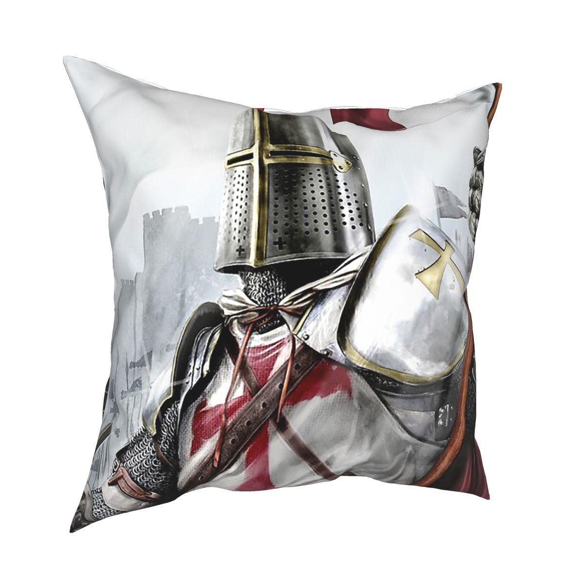 

Knights Templar Pillow Cover Home Decor Medieval Cross Broadsword Flag Crusader Cushions Throw Pillow for Living Room 30x30cm 12x12in