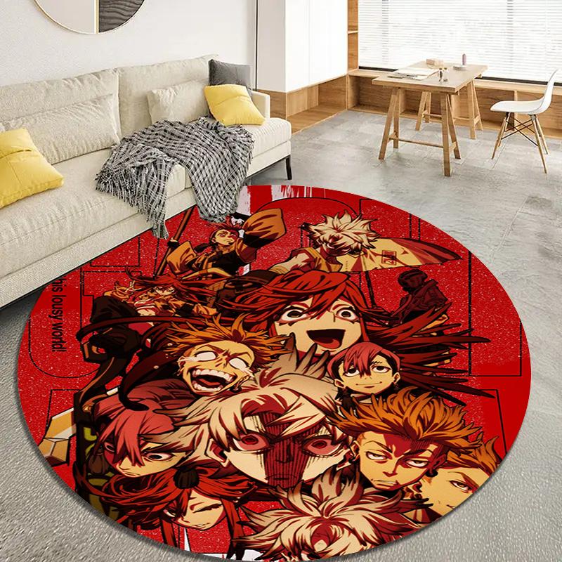 Gachiakuta Anime Round Area Rug,Carpet Rug for Living Room Bedroom Sofa Playroom Decor,Non-slip Floor Mat Q0014