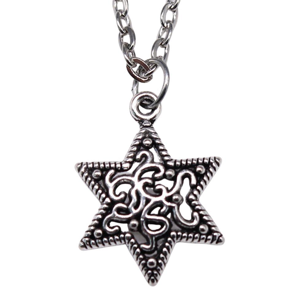 Collana Ciondolo Nodo Celtico Triquetra Stella di Davide Pendente Gioielli Vintage Boho Catena 43cm