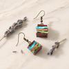 Yousheng 1 Pair Women Earrings, Retro Mini Stacked Book Design Hook Earrings, Lightweight Literary Drop Earrings for Jewelry Gift