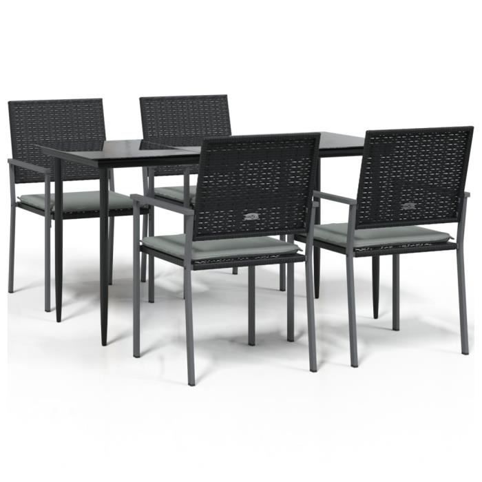 VidaXL Garden Dining Set 5 Pcs Cushions Woven Resin Steel 3187005