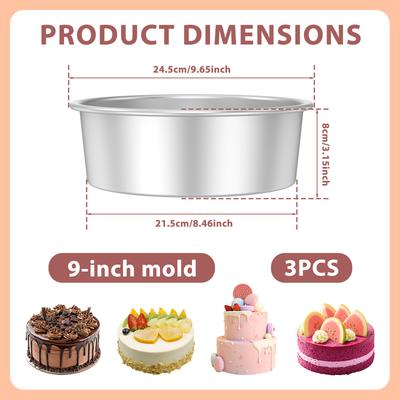 4/6/9inch Round Cake Mold Aluminium Alloy Cake Pan Set Nonstick Baking Mould Easy Releasing Baking Tray for Kitchens Accessories
