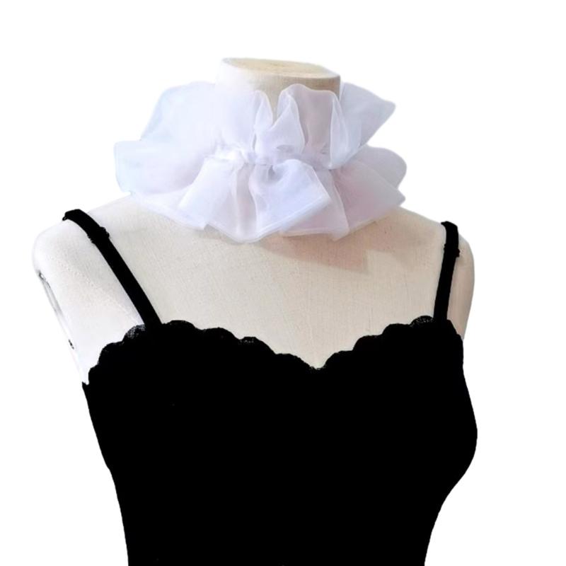 

Ruffled Laple Choker for Lady Girl Shawl Collar Renaissance Elizabethan Collar 1 білий