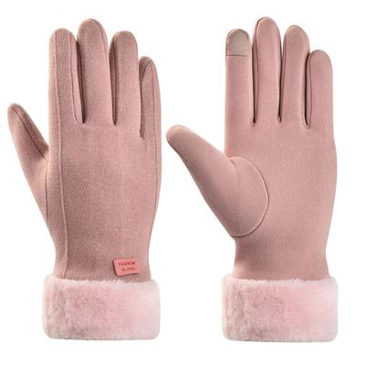 Women Winter Thick Plush Gloves Fashion Warm Suede Outdoor Guantes Lady Touchscreen Driving Gloves Sports Cycling Mittens