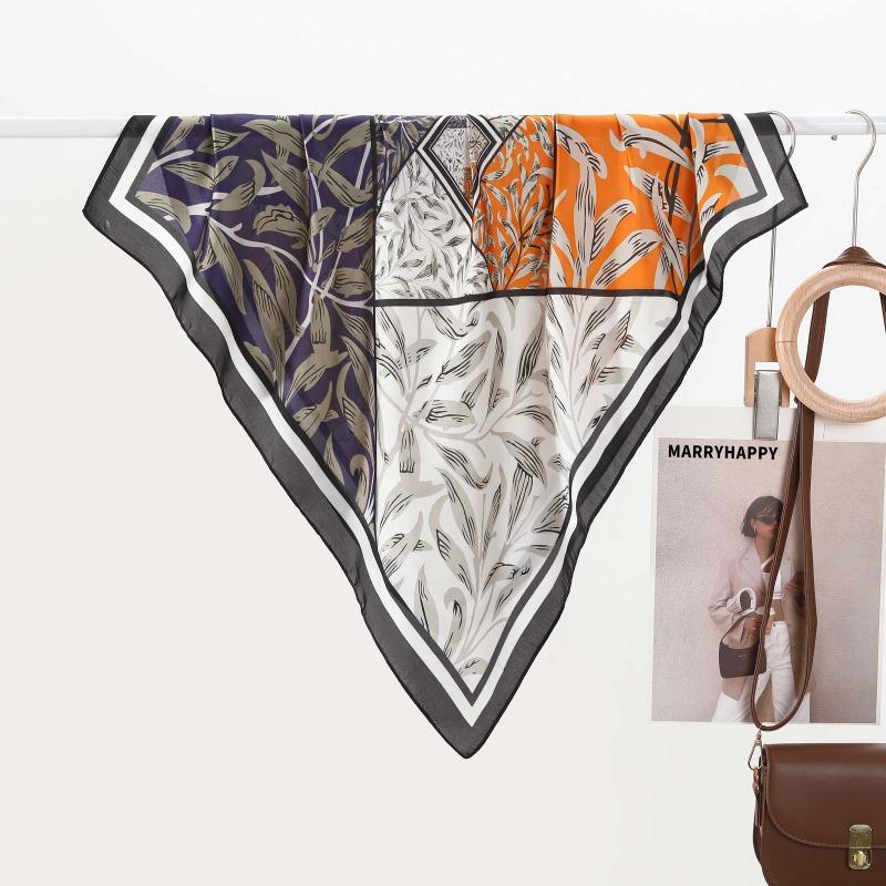 Classic Vintage Checkered Print Imitation Silk Scarf For Spring Summer