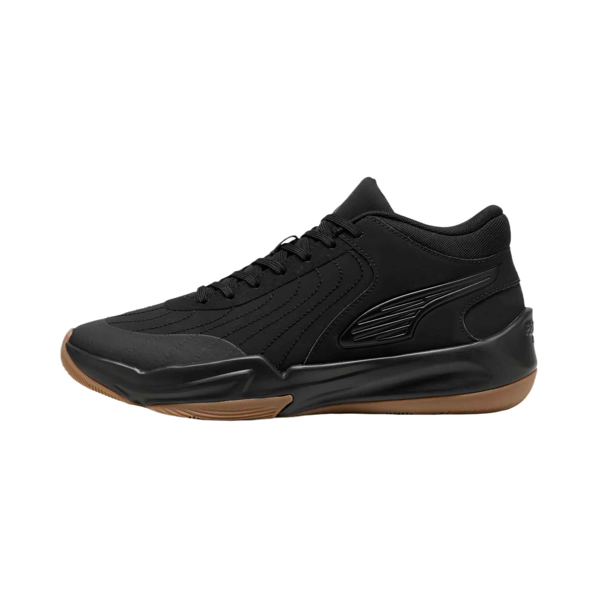 Puma Rebound V6 Mid Top Basketball Shoes Black Gum Unisex 312406-01 EU 41
