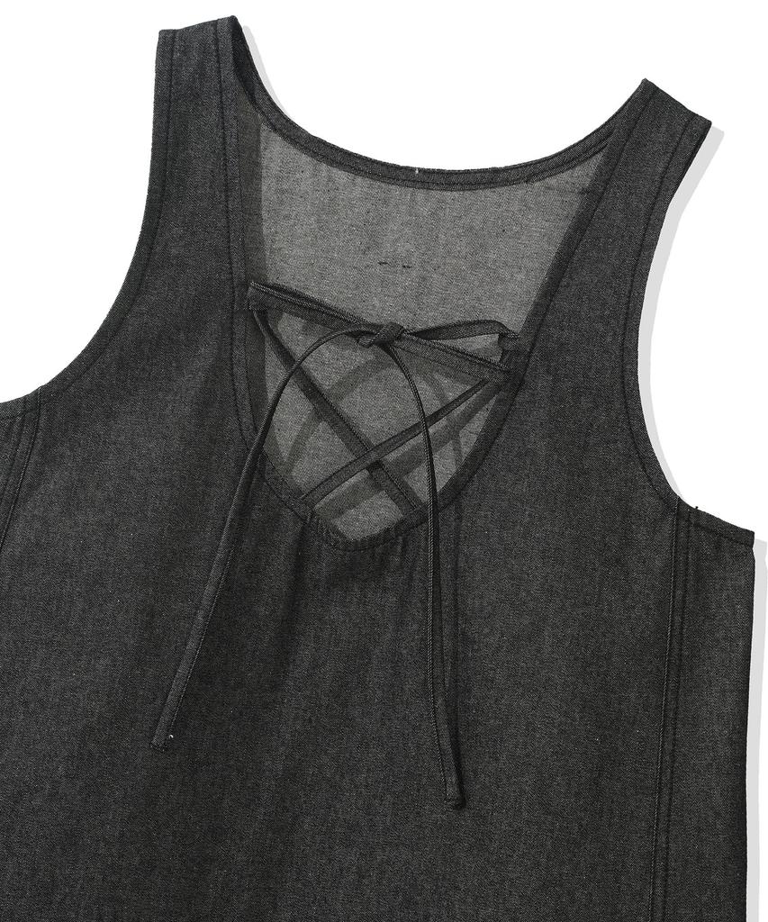 Code Graphy (Women) Sleeveless Denim Dress - Black