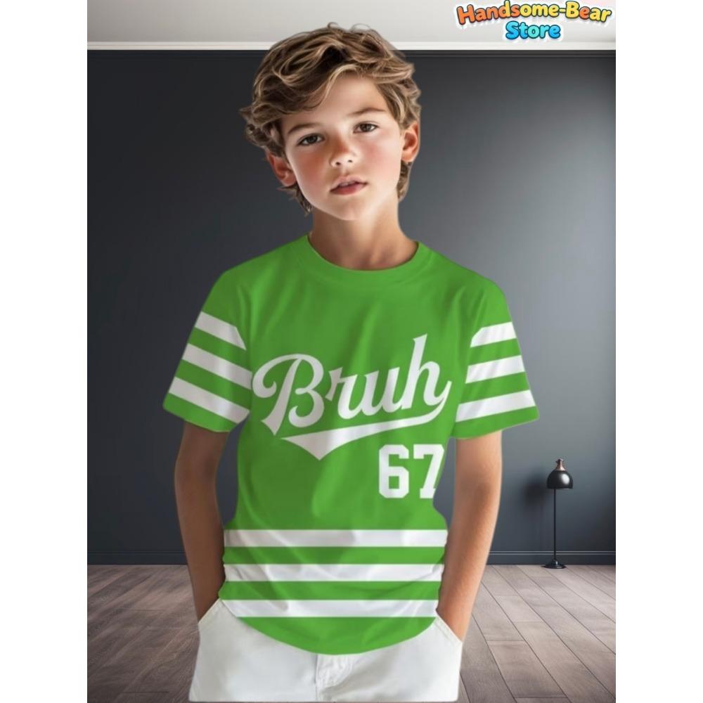Lustiges Sechs Sieben T-Shirt für Kinder 67 Nummer 3D-Druck Sommer Kurzarm-T-Shirt Locker Basketball Sportoberteile Mode Kinderkleidung