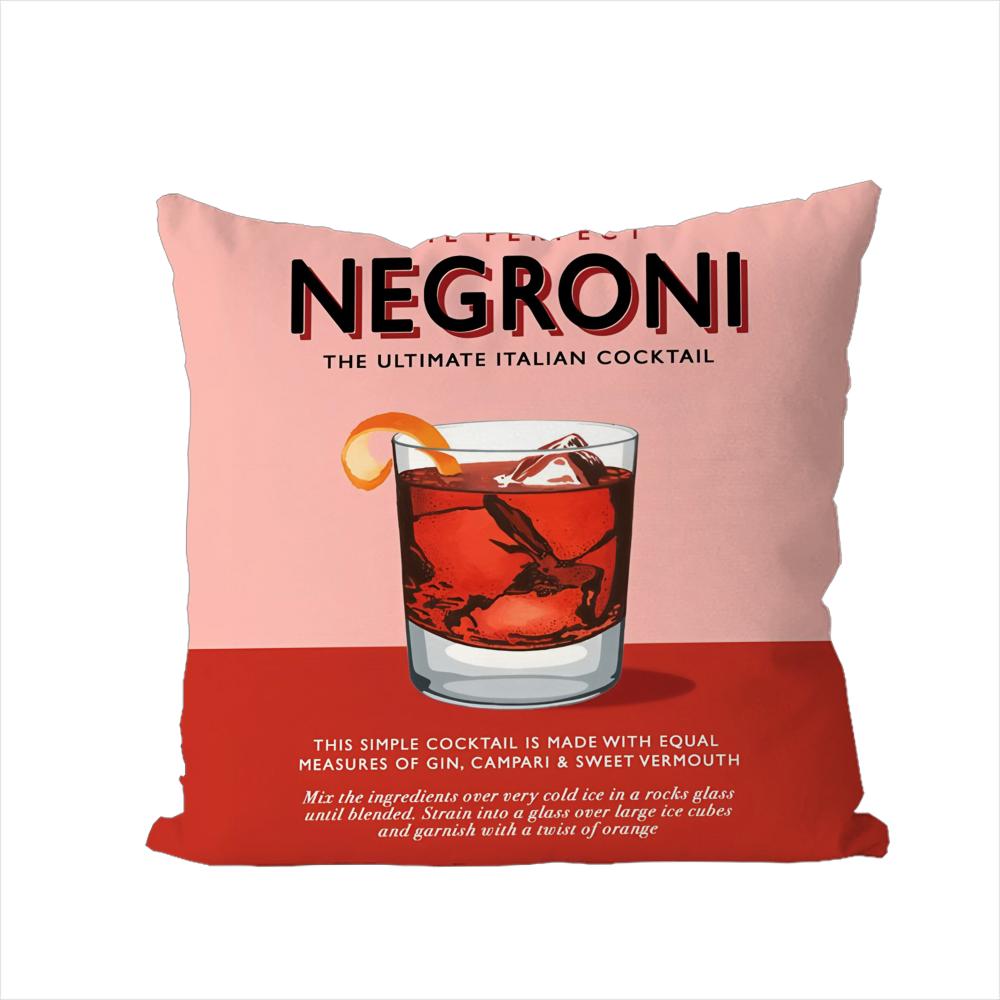 Negroni Cocktail Pillow Case For Car Sofa Decorative Home Doublesided Print Plush Square Throw Pillow Cushion Cover