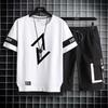 Men's Summer Sports Running Suit Short Sleeve + Shorts 2 Piece Set
