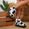 Fashion Warm Short Plush Cute Thick Bottom Snow Boots Women 2025 Winter Mix Color Leopard Platform Ankle Boots Brand Fluffy Fur Shoes