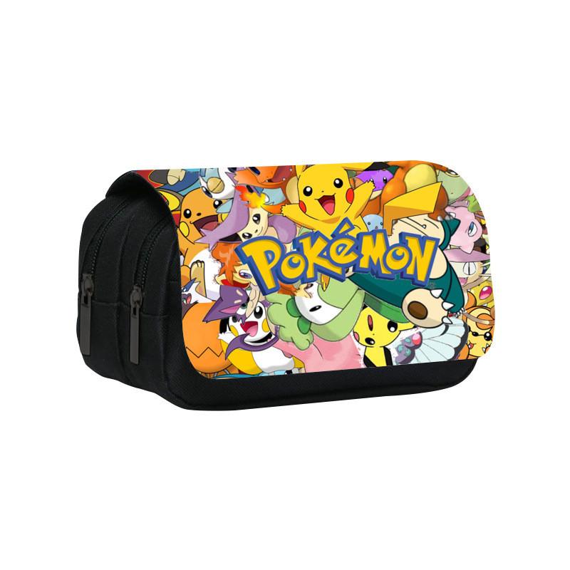 Pokemon Muster Doppellagige Klapphülle Aufbewahrung für Schreibwaren Federmäppchen Für Schüler und Kinder