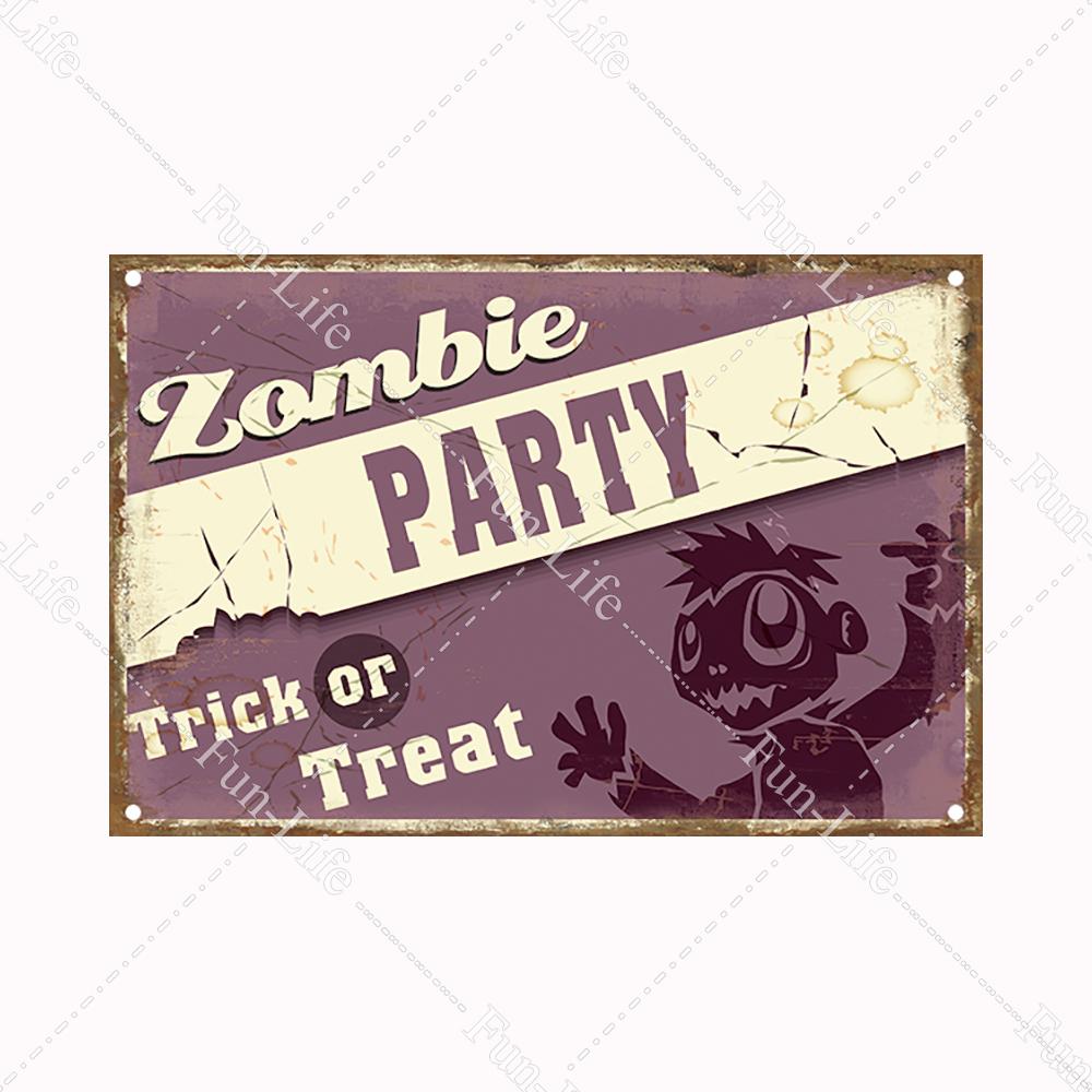 Halloween Pumpkin Tin Sign Vintage Plate Bat Poster Painting Festival Metal Signs Bar Art Party School Wall Home Decor 20x30cm