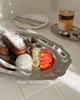 Vassoio Ovale in Acciaio Inossidabile Retrò Francese Piatto per Snack Dessert Frutta Piatto Ovale con Pizzo Retrò Contenitore per Gioielli, gioielli, Cosmetici