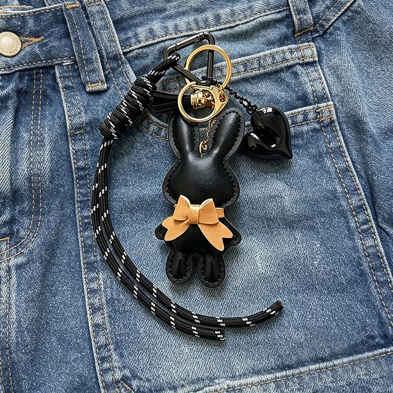 Bag Charm New PU Leather Bunny Decoration Key Holders Hanging Charm Solid Bag Pendant Accessories Gift