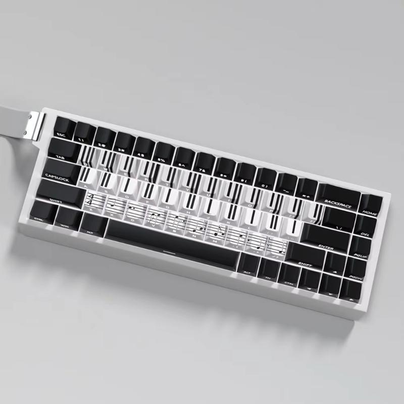 74Key Side Print Translucents Keycaps Original Profile Piano Key Theme Backlit Keycap for 60-68 Mechanical Keyboards
