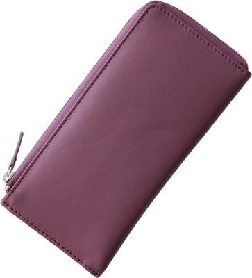Mieno Slim Long Wallet for Men and Genuine and Compact Women, Leather, L-Zip Closure, Thin, Compact, (Purple)