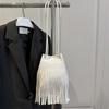 Retro Tassels Bucket Bag Elegant Texture Shoulder Pouch Phone Bag Drawstring PU Bag  Vacation