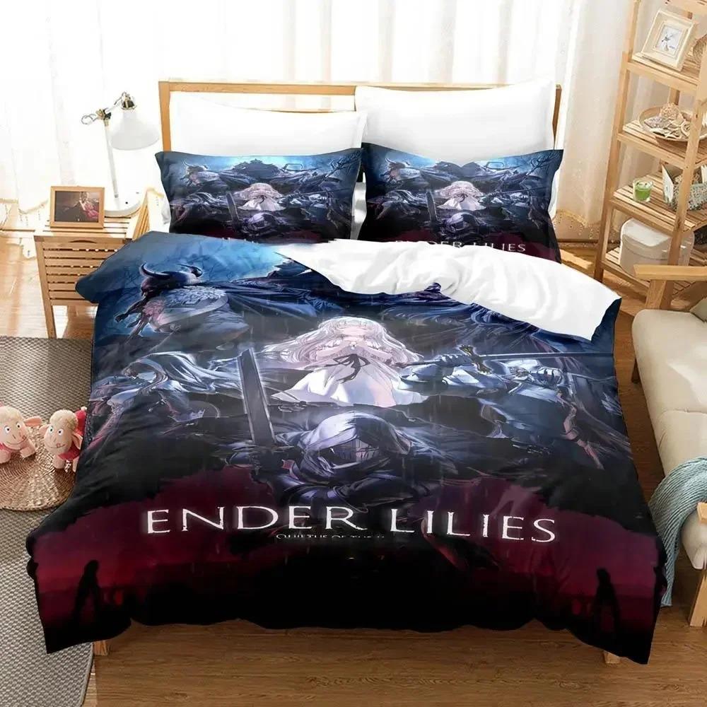 Ender Lilies Quietus of the Knights Beding Set 3D Printed Suitable for Bedrom Soft with Soft Fabric Duvet Cover Set With Pilowcases Home Textile
