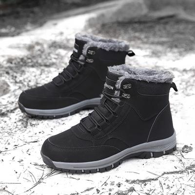 Sapatos de neve para mulheres inverno pelúcia quente plataforma casal preto sapatos antiderrapantes botas de escalada masculinas tamanho grande 36-47