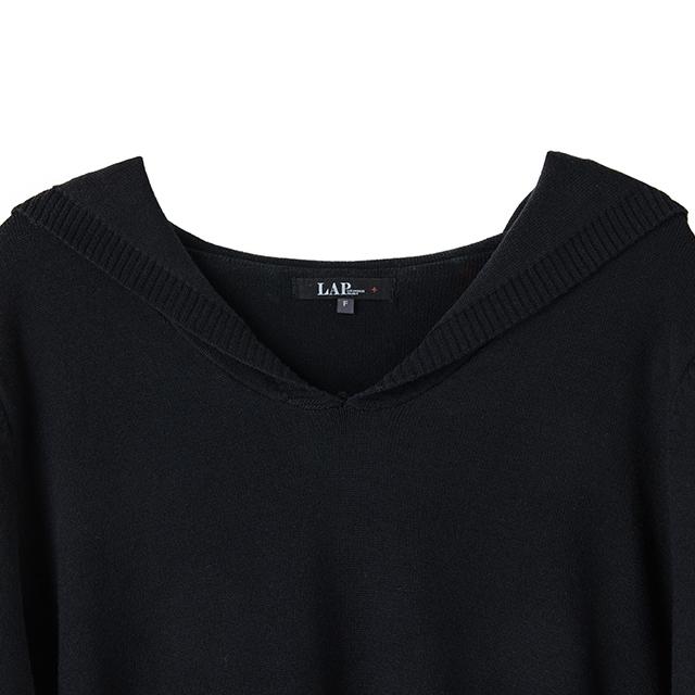 LAP Sailor Collar Contrast Pleated Knit Dress Ar1Wo220