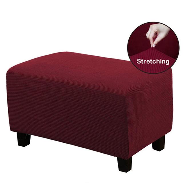 Rectangle Ottoman Stool Cover Polar Fleece Elastic Spandex Footstool Sofa Slipcover Footrest Covers Furniture Protector Covers