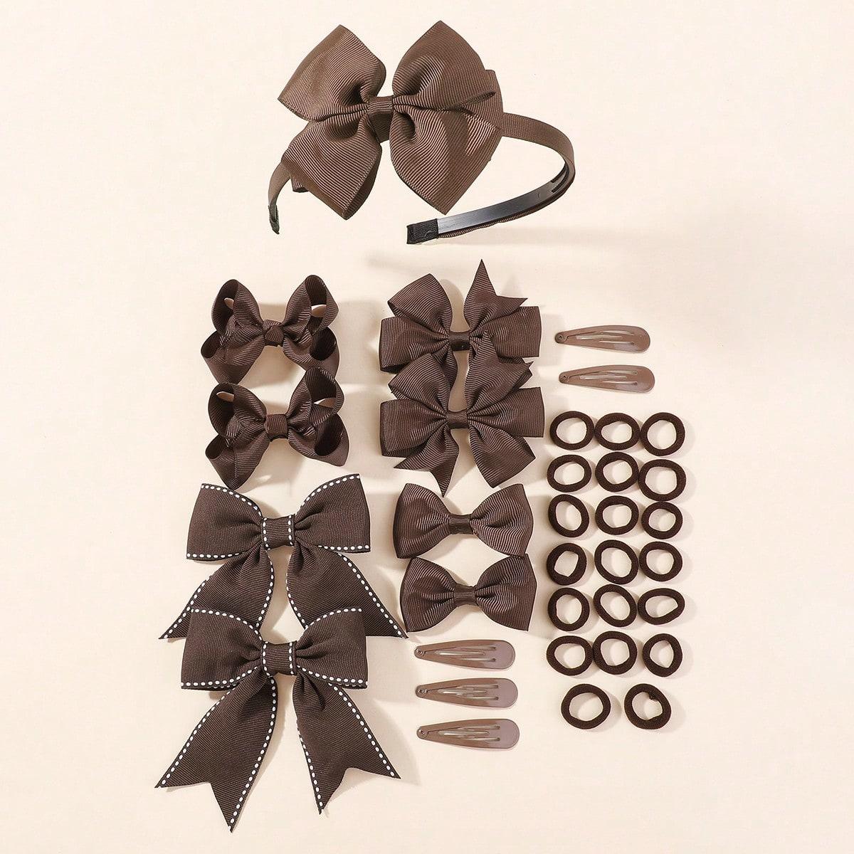 34 Pièces/Ensemble Nouvelle Mode Bandeaux Superposés Nœuds en Ruban Bandeau Pinces à Cheveux Pinces BB Attaches Cheveux Accessoires Cheveux Faits Main Filles black