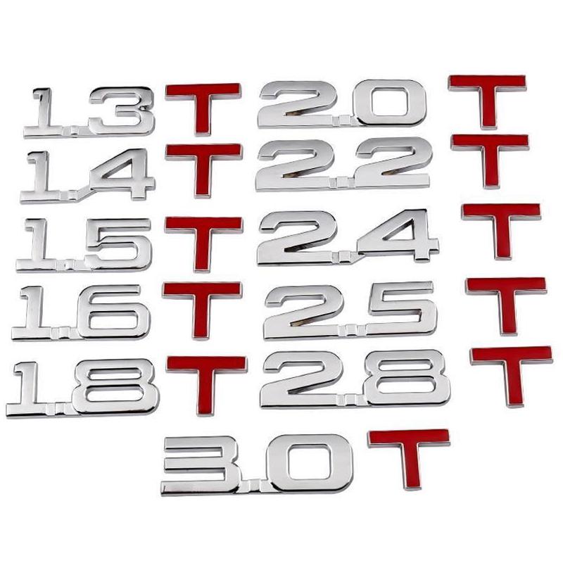 Auto 3D Metall 1.3T 1.4T 1.5T 2.0T 2.4T 2.8T 1.6T 1.8T 2.2T 2.5T 3.0T Logo TURBO Emblem Plakette Aufkleber Heckaufkleber Für Toyota Honda