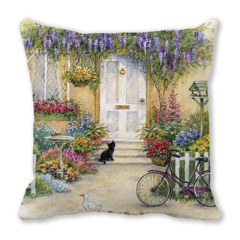 Pernă de canapea cu aspect de piele de piersică, model Crăciun Fericit, pisică și animal - ZT422