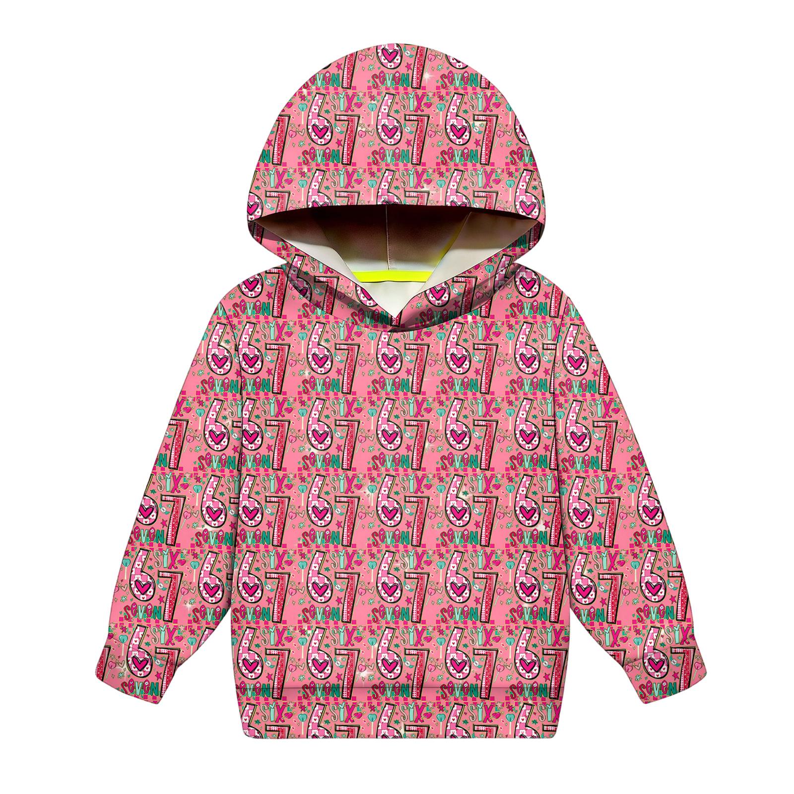 

Children s Fashionable Long Sleeved Printed Hooded Top Loose Fitting Sweatshirt Top 90 кавун червоний колір