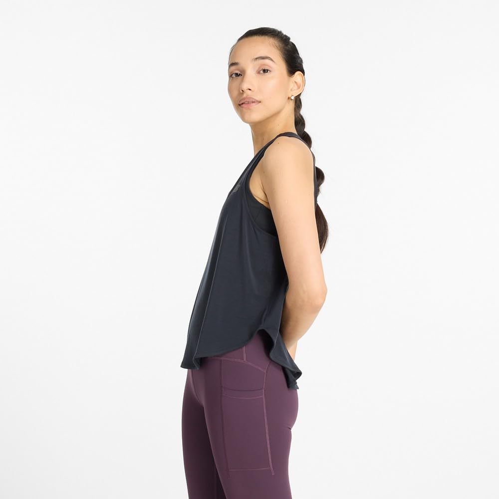 WT43101 Drapey Jersey Tank Dry Quick Dry BK L [New Balance] (WT43101) Women's (Black)