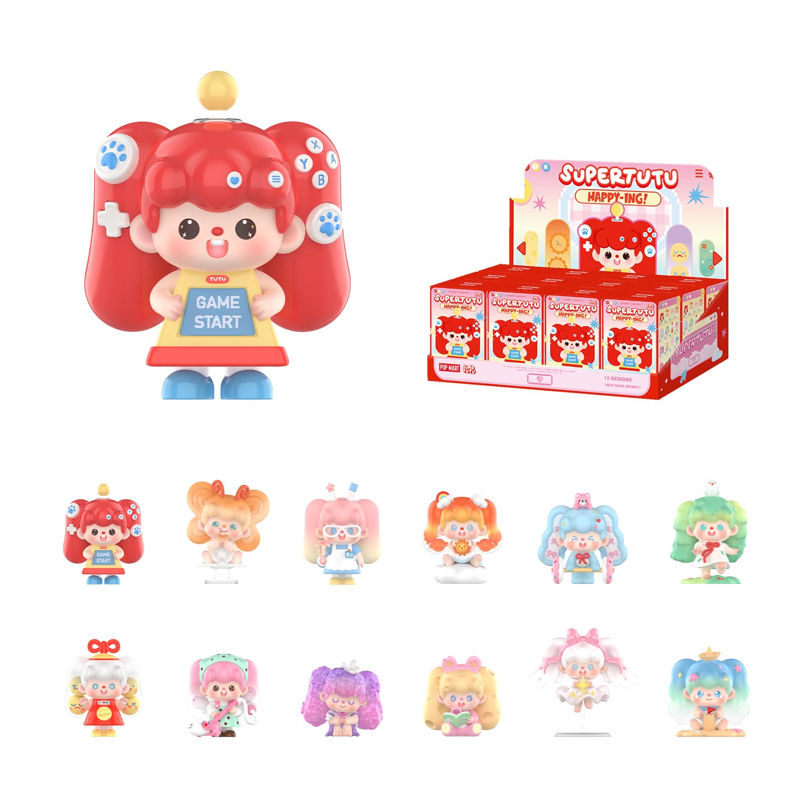 

POP MART SUPERTUTU HAPPY-ING! Series Figures [Assorted Box of 12] Pop Mart Gachapon Blind Box Figures, Plastic Models, Premium Toys, Soft Vinyl Figure