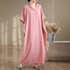 Dimanaf 2025 Summer Plus Size Cotton Dress Basic Women Vintage Casual Loose Long New Solid Dress Maxi