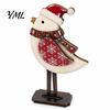 Winter Home Accents Christmas Bird Wooden Figurine with Santa Hat & Scarf, Cute Holiday Desk Ornaments Tabletop Decor, Festive Shelf Ornament