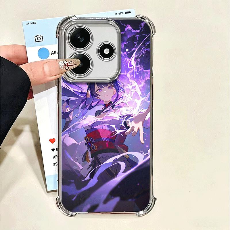 Genshin Impact Raiden Shogun Plating Phone Case For Xiaomi Poco X5 X6 X7 X8 Pro Max F8 Ultra F7 M8 M7 M5S Redmi 15C 15 14C 13C 1