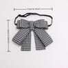 Houndstooth Wide Bow Trench Coat Accessory: Stylish Bow Tie with Elastic Strap for Easy Adjustment TS327