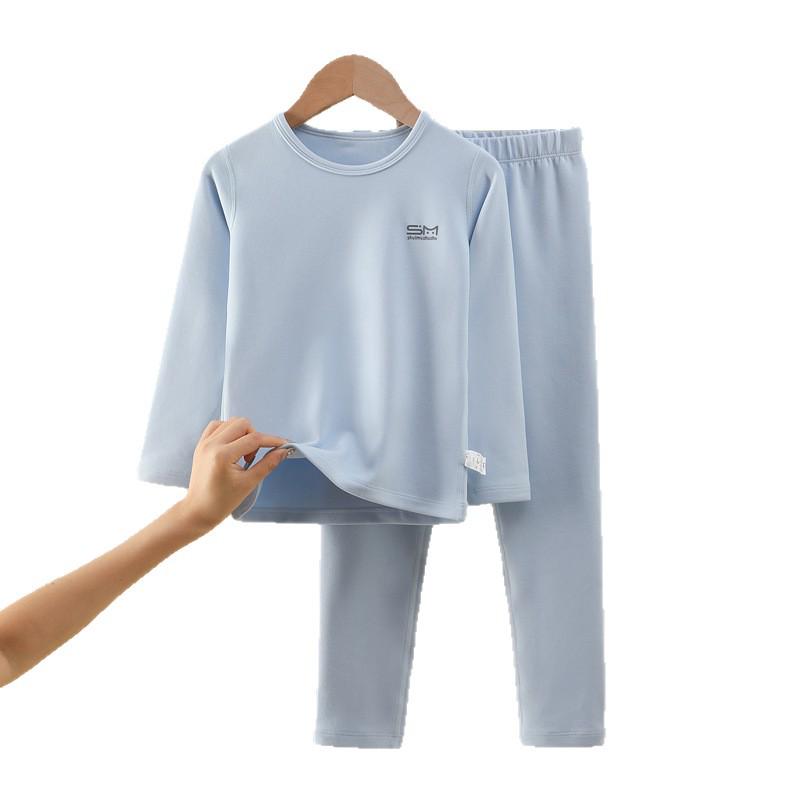 Children's Fleece-Lined Thermal Underwear Set: Warm, Boneless Base Layer for Boys and Girls - Autumn/Winter Pajamas